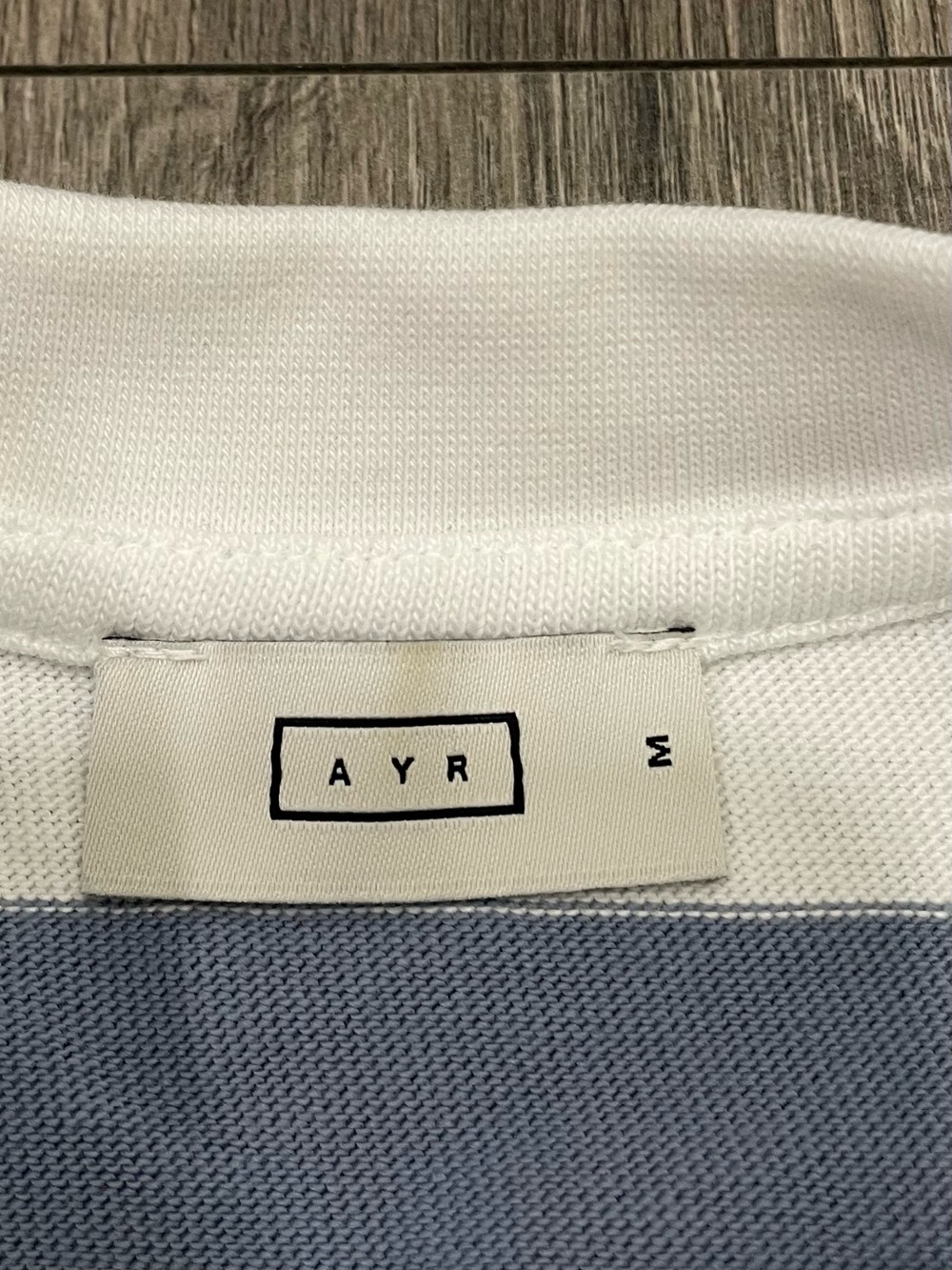 AYR The Early Mornings Tee M Long Sleeve Knit Blue White Striped Cotton Casual - Picture 2 of 7